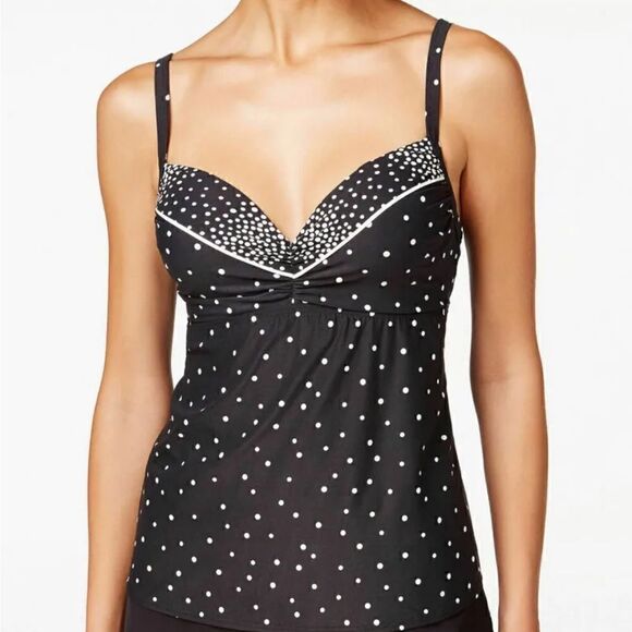 🍃 COCO REEF polkadot tankini top, with underwire and padded bra. 32-34D - Picture 1 of 9